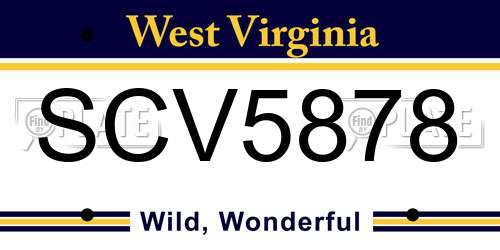 SCV5878 West Virginia License Plate