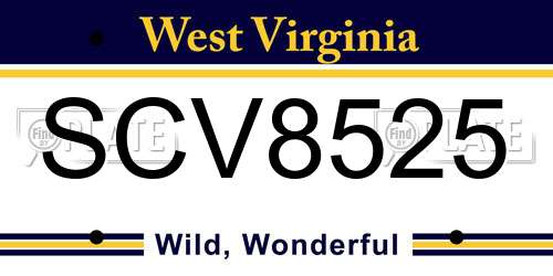 SCV8525 West Virginia License Plate