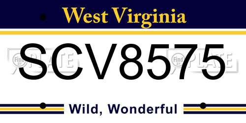 SCV8575 West Virginia License Plate