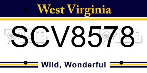 SCV8578 West Virginia License Plate