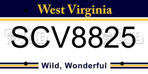 SCV8825 West Virginia License Plate