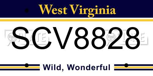 SCV8828 West Virginia License Plate