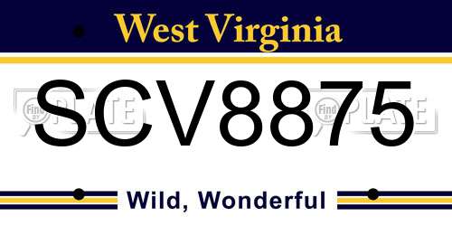 SCV8875 West Virginia License Plate