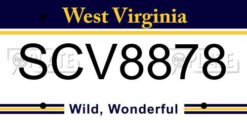 SCV8878 West Virginia License Plate