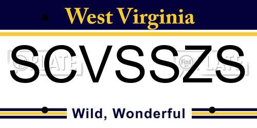 SCVSSZS West Virginia License Plate