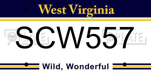 SCW557 West Virginia License Plate