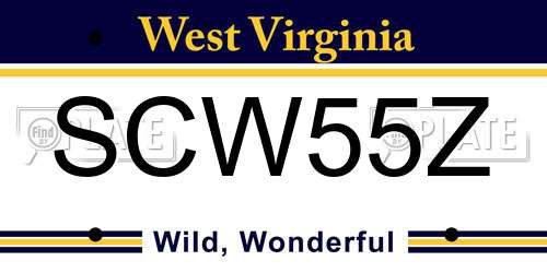 SCW55Z West Virginia License Plate