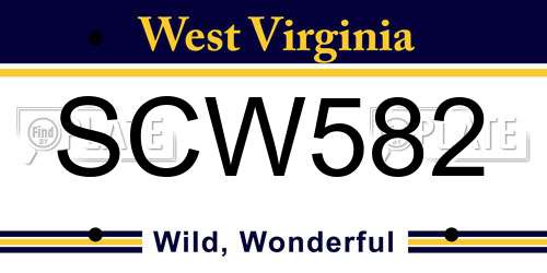 SCW582 West Virginia License Plate
