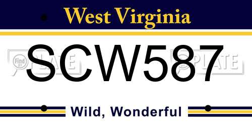 SCW587 West Virginia License Plate