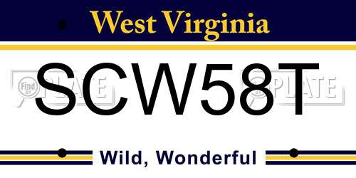 SCW58T West Virginia License Plate