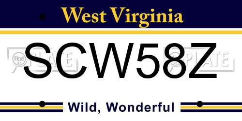 SCW58Z West Virginia License Plate