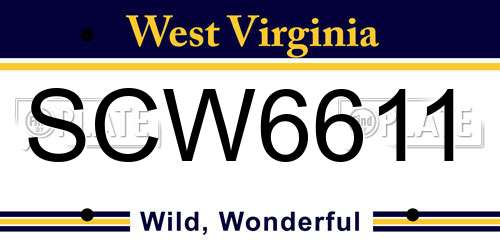 SCW6611 West Virginia License Plate