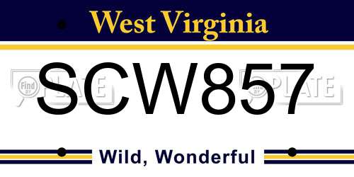 SCW857 West Virginia License Plate