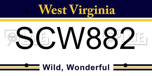SCW882 West Virginia License Plate