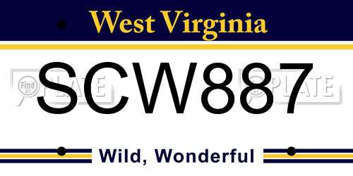 SCW887 West Virginia License Plate