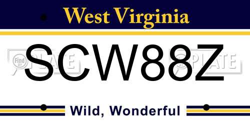 SCW88Z West Virginia License Plate