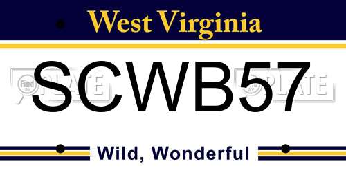 SCWB57 West Virginia License Plate
