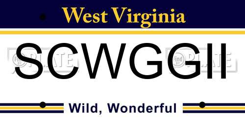 SCWGGII West Virginia License Plate