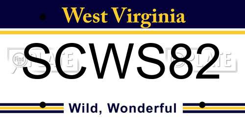 SCWS82 West Virginia License Plate