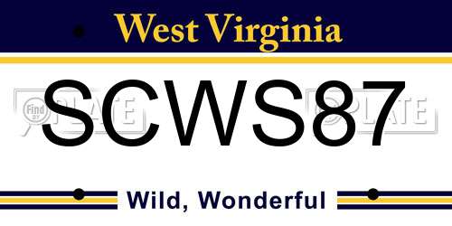 SCWS87 West Virginia License Plate