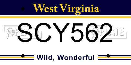SCY562 West Virginia License Plate