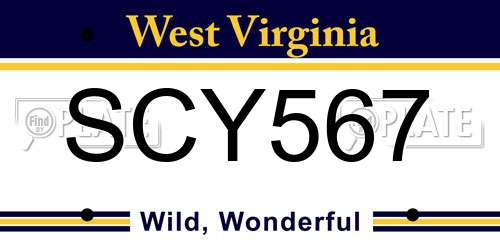 SCY567 West Virginia License Plate