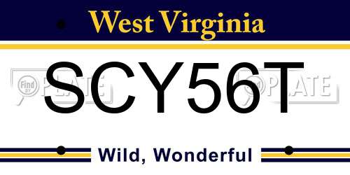 SCY56T West Virginia License Plate