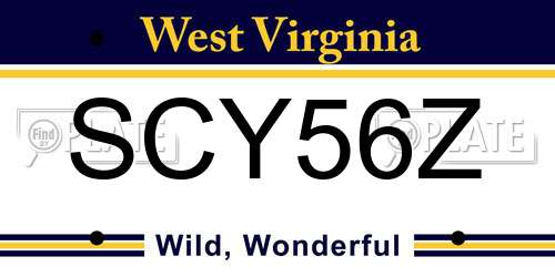SCY56Z West Virginia License Plate