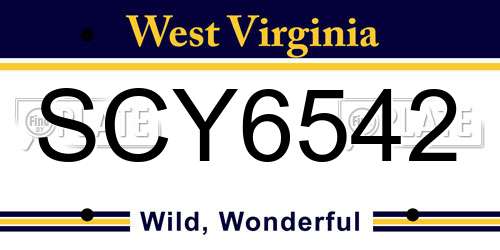 SCY6542 West Virginia License Plate
