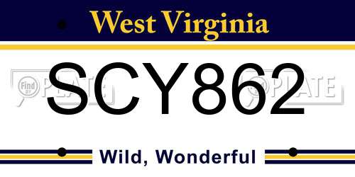 SCY862 West Virginia License Plate
