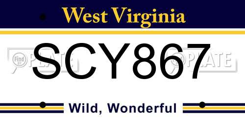 SCY867 West Virginia License Plate