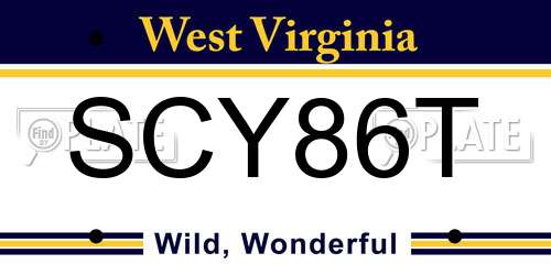 SCY86T West Virginia License Plate
