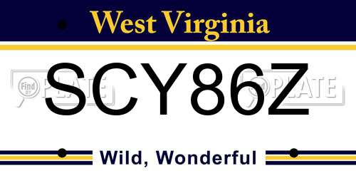 SCY86Z West Virginia License Plate