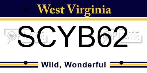 SCYB62 West Virginia License Plate