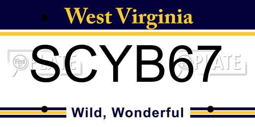 SCYB67 West Virginia License Plate