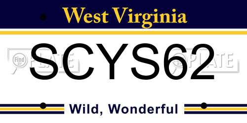 SCYS62 West Virginia License Plate
