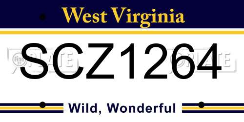 SCZ1264 West Virginia License Plate