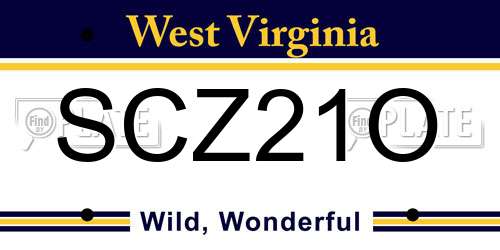 SCZ21O West Virginia License Plate