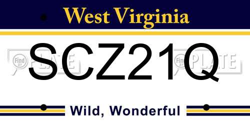 SCZ21Q West Virginia License Plate