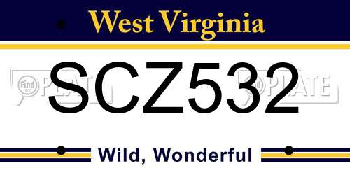 SCZ532 West Virginia License Plate