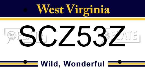 SCZ53Z West Virginia License Plate
