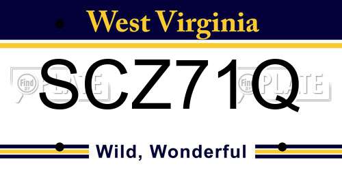 SCZ71Q West Virginia License Plate