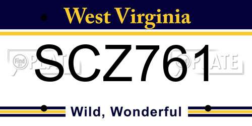 SCZ761 West Virginia License Plate