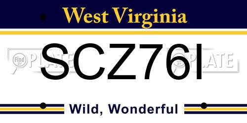 SCZ76I West Virginia License Plate