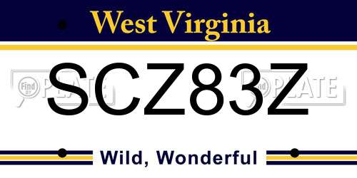 SCZ83Z West Virginia License Plate