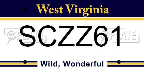 SCZZ61 West Virginia License Plate