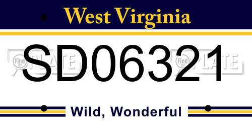 SD06321 West Virginia License Plate