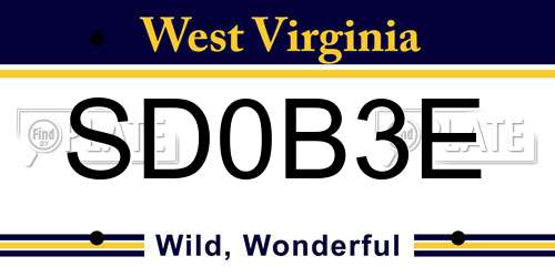 SD0B3E West Virginia License Plate