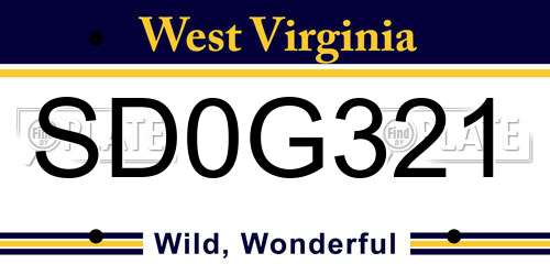 SD0G321 West Virginia License Plate