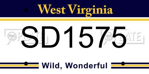 SD1575 West Virginia License Plate